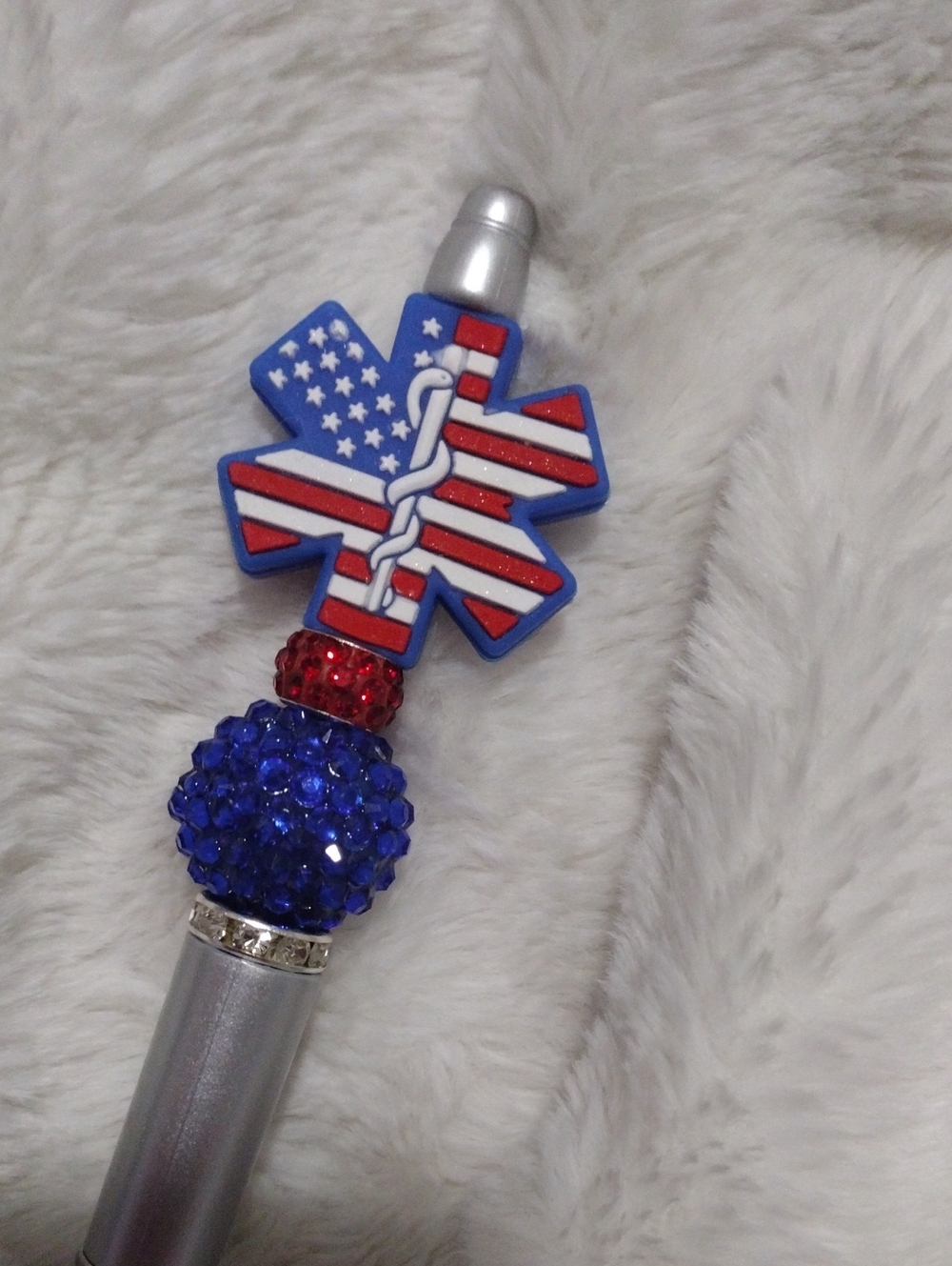 Emergency Medical Services Silver Pen with Red and Blue Accents - Picture 2 of 2
